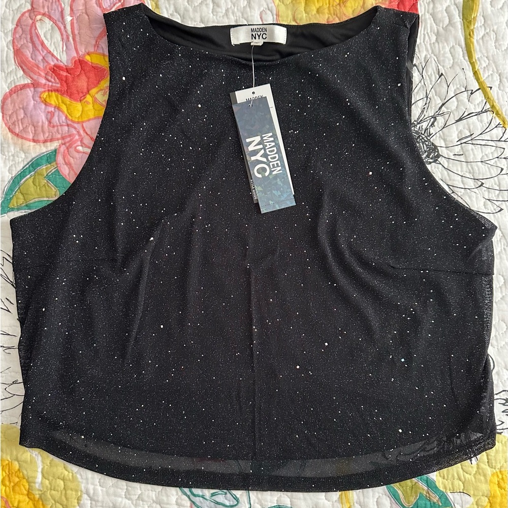 Madden NYC Sparkly Tank Top & Flare Pants Set